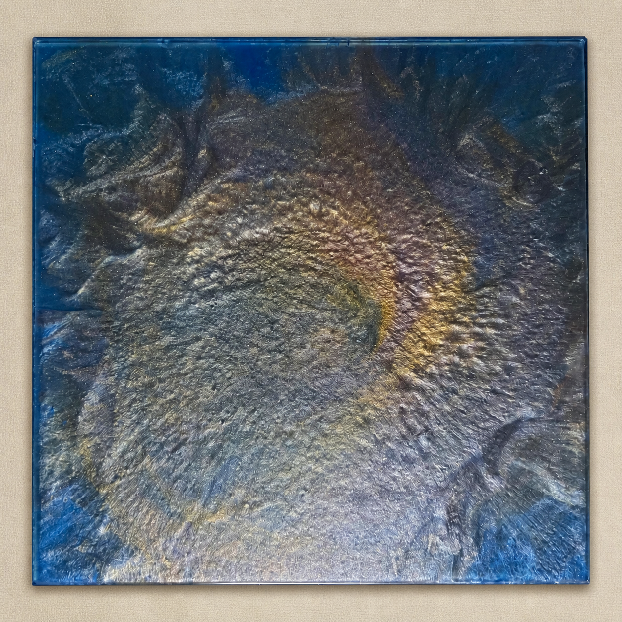 Blue and gold resin background finish